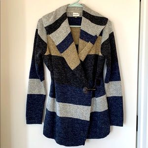 Striped wrap wool cardigan